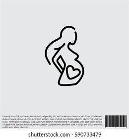 Web line icon. Pregnant woman