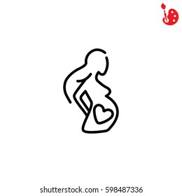 Web line icon. Pregnant woman