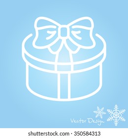 Web line icon. Present round box, gift