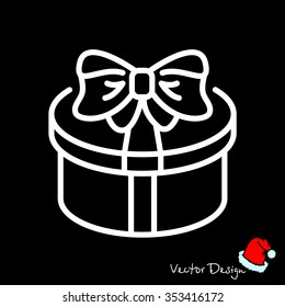 Web line icon. Present round box, gift