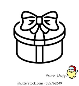 Web line icon. Present round box, gift