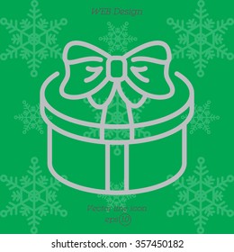 Web line icon. Present round box, gift