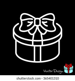 Web line icon. Present round box, gift