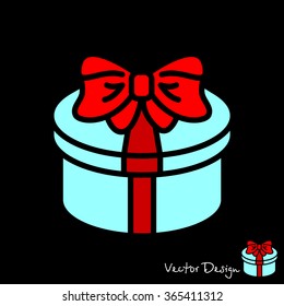 Web line icon. Present round box, gift