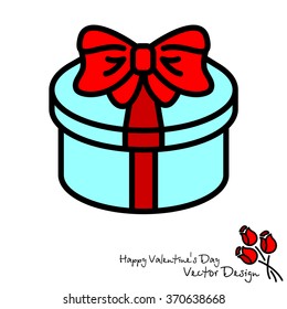 Web line icon. Present round box, gift