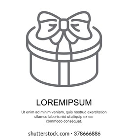 Web line icon. Present round box, gift