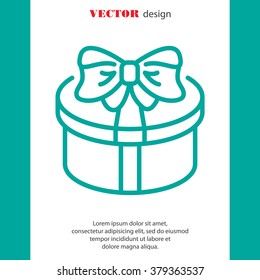 Web line icon. Present round box, gift