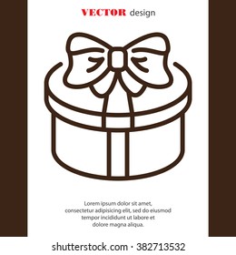 Web line icon. Present round box, gift