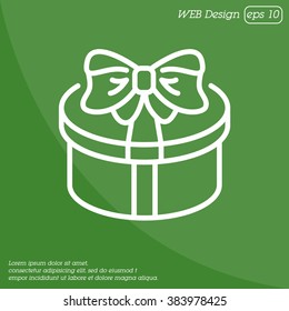 Web line icon. Present round box, gift
