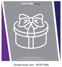 Web line icon. Present round box, gift