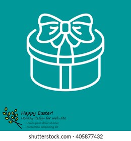 Web line icon. Present round box, gift