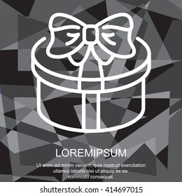 Web line icon. Present round box, gift