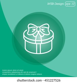 Web line icon. Present round box, gift