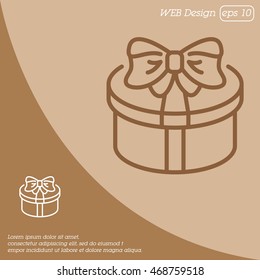 Web line icon. Present round box, gift