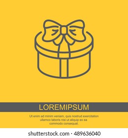 Web line icon. Present round box, gift