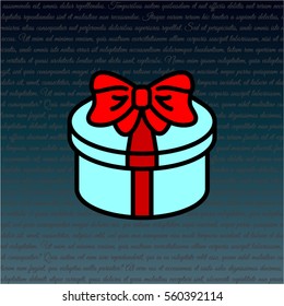 Web line icon. Present round box, gift