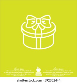 Web line icon. Present round box, gift