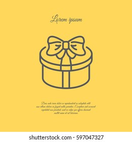 Web line icon. Present round box, gift