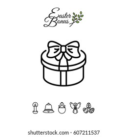Web line icon. Present round box, gift