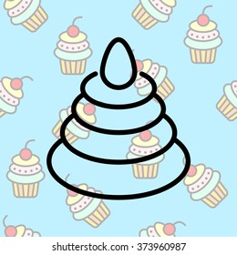 Web line icon. Pyramid, children's toy