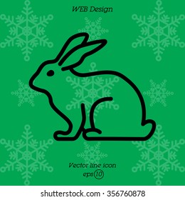 Web line icon. Rabbit, bunny