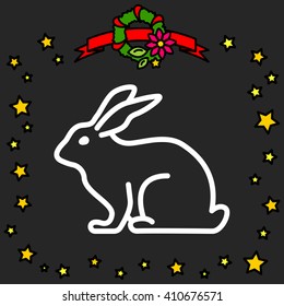 Web line icon. Rabbit, bunny