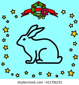 Web line icon. Rabbit, bunny