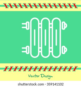 Web line icon. Radiator, Cast-iron radiator for heating systems