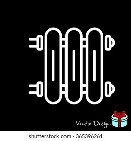 Web line icon. Radiator, Cast-iron radiator for heating systems