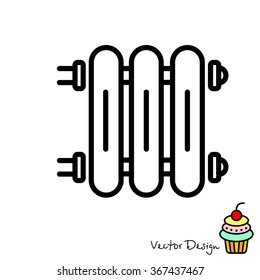 Web line icon. Radiator, Cast-iron radiator for heating systems