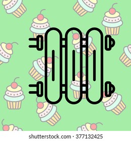 Web line icon. Radiator, Cast-iron radiator for heating systems