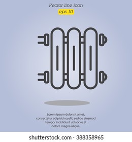 Web line icon. Radiator, Cast-iron radiator for heating systems