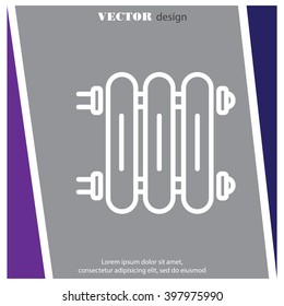 Web line icon. Radiator, Cast-iron radiator for heating systems
