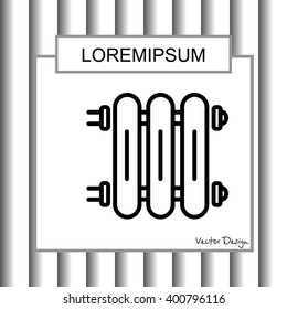 Web line icon. Radiator, Cast-iron radiator for heating systems
