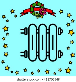 Web line icon. Radiator, Cast-iron radiator for heating systems