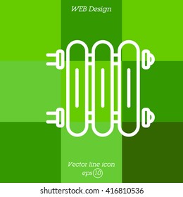 Web line icon. Radiator, Cast-iron radiator for heating systems