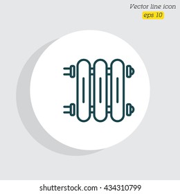 Web line icon. Radiator, Cast-iron radiator for heating systems