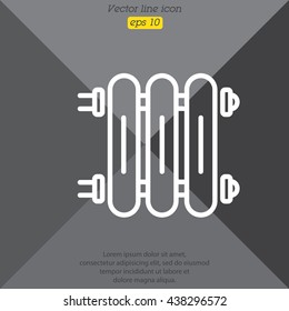 Web line icon. Radiator, Cast-iron radiator for heating systems