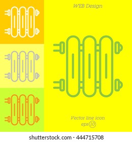 Web line icon. Radiator, Cast-iron radiator for heating systems