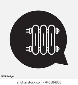 Web line icon. Radiator, Cast-iron radiator for heating systems