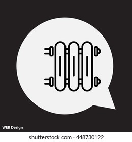 Web line icon. Radiator, Cast-iron radiator for heating systems