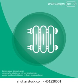 Web line icon. Radiator, Cast-iron radiator for heating systems