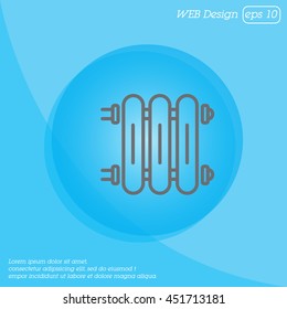 Web line icon. Radiator, Cast-iron radiator for heating systems
