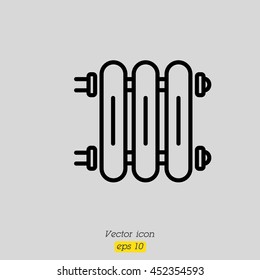 Web line icon. Radiator, Cast-iron radiator for heating systems