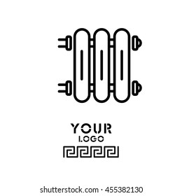 Web line icon. Radiator, Cast-iron radiator for heating systems