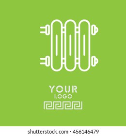 Web line icon. Radiator, Cast-iron radiator for heating systems