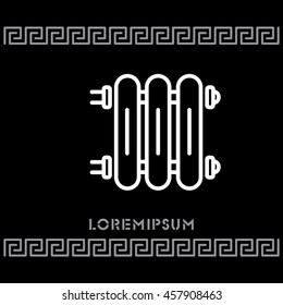 Web line icon. Radiator, Cast-iron radiator for heating systems