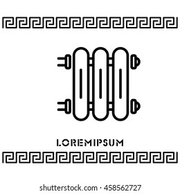 Web line icon. Radiator, Cast-iron radiator for heating systems