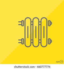 Web line icon. Radiator, Cast-iron radiator for heating systems