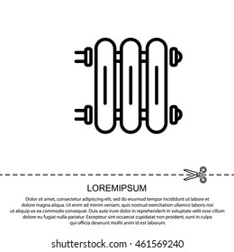 Web line icon. Radiator, Cast-iron radiator for heating systems